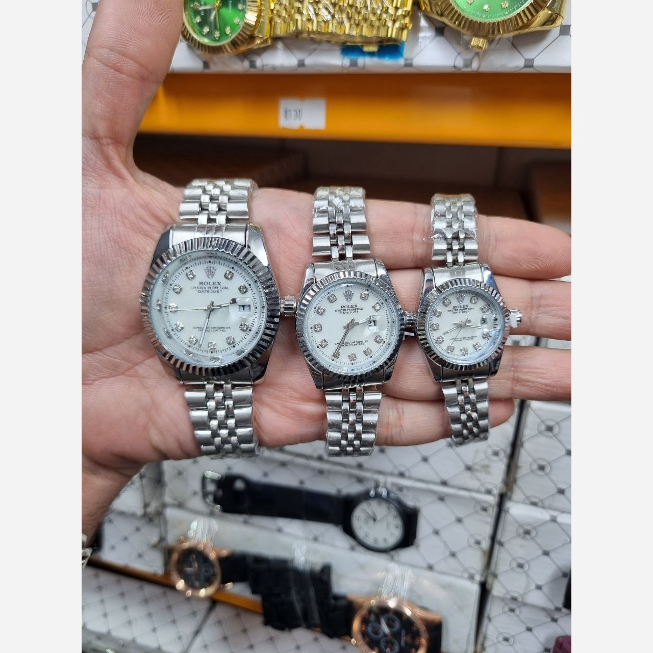 ساعت ست ساعت زنانه و مردانه رولکس استیل+جعبه کادویی+6 ماه گارانتی