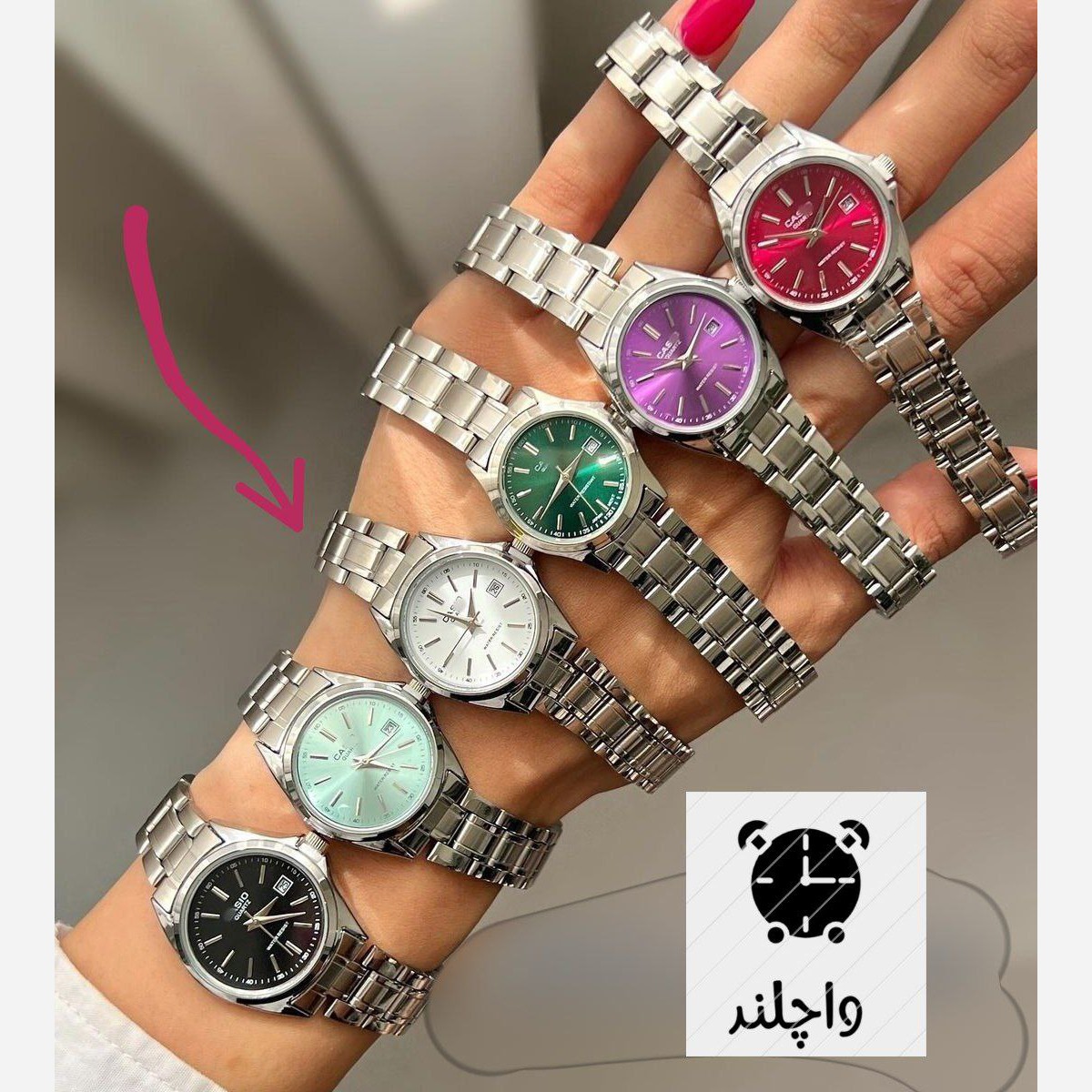 ساعت زنانه استیل کاسیو صفحه نقره ای+جعبه کادویی+6ماه