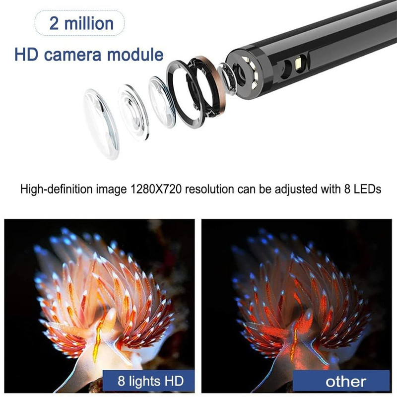 دوربین شلنگی مدل 2 لنز ضدآب 20M HD 360 NEW