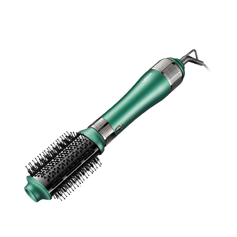 سشوار برسدار حالتدهنده 1000 وات وی جی ار مدل V-493، موتور DC، وزن 300 گرم، المنت سرامیک، دارای سری متمرکزکننده باریک، متمرکزکننده پهن، سری برسدار گرد پهن، سری برسدار تخت با ویژگی صافکنندگی، حجمدهندگی، با قابلیت باد سرد