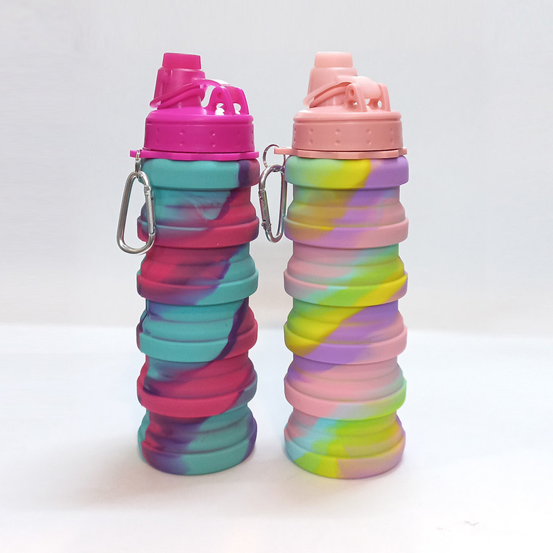 قمقمه ورزشی مدل سیلیکونی تاشو گنجایش 0.5 لیتر