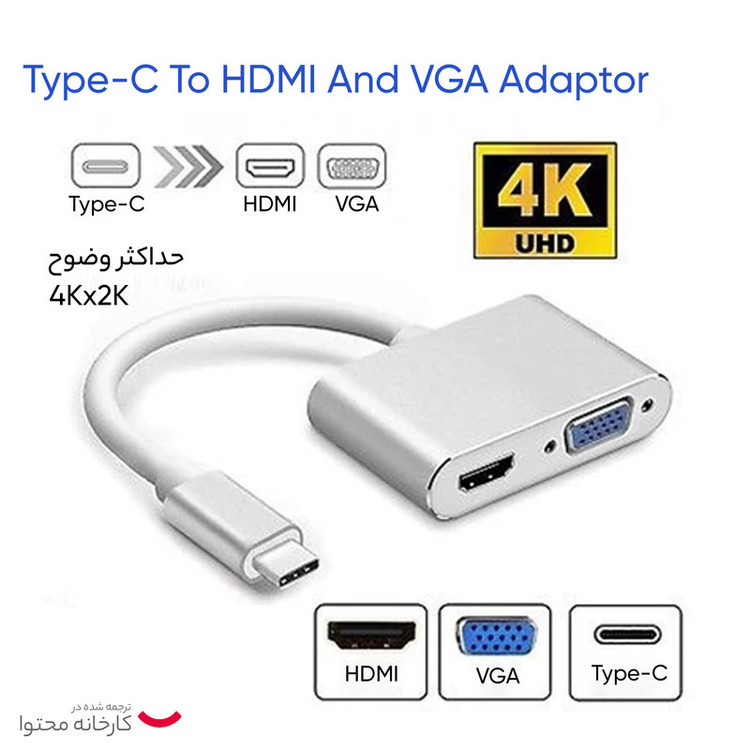 مبدل USB-C به HDMI/VGA مدل S-1606