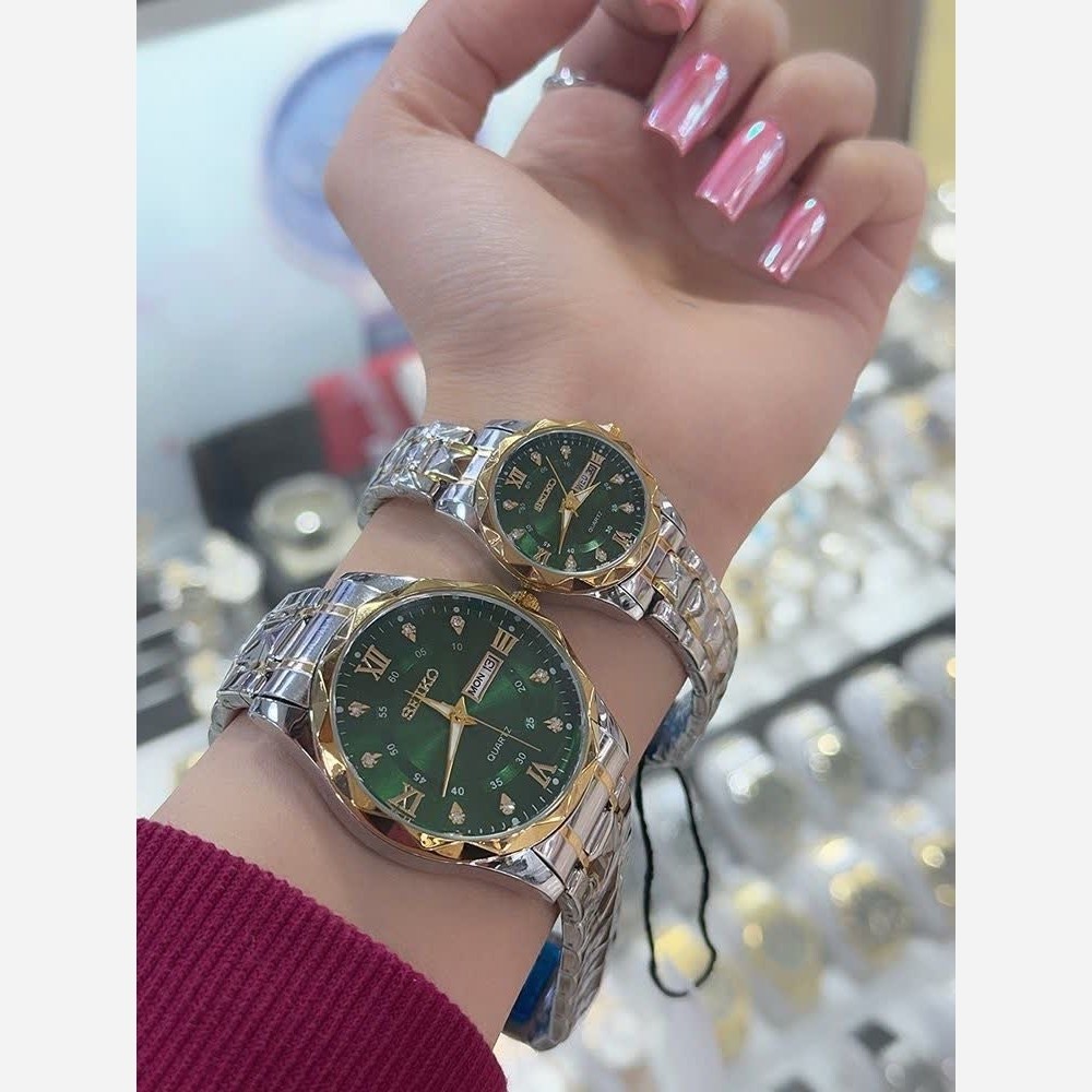 ساعت الماسی برند سیکو شیک و زیبا کیفیت عالی رنگ ثلبت تاریخ دار ارسال رایگان