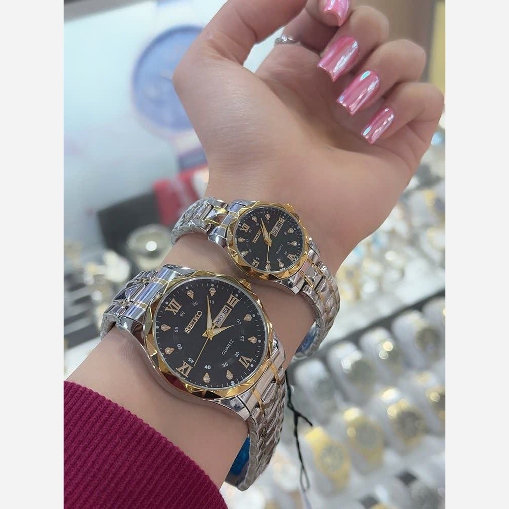 ساعت زنانه و مردانه الماسی برند سیکو کیفیت درجه یک رنگ ثابت