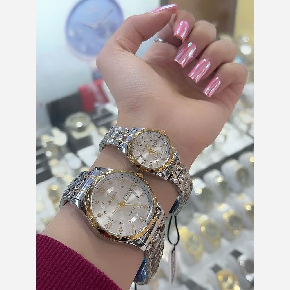 ساعت الماسی برند سیکو کیفیت عالی رنگ ثابت فروش به صورت تک و ست ارسال رایگان ۔ ساعت زنانه ۔ ست ساعت