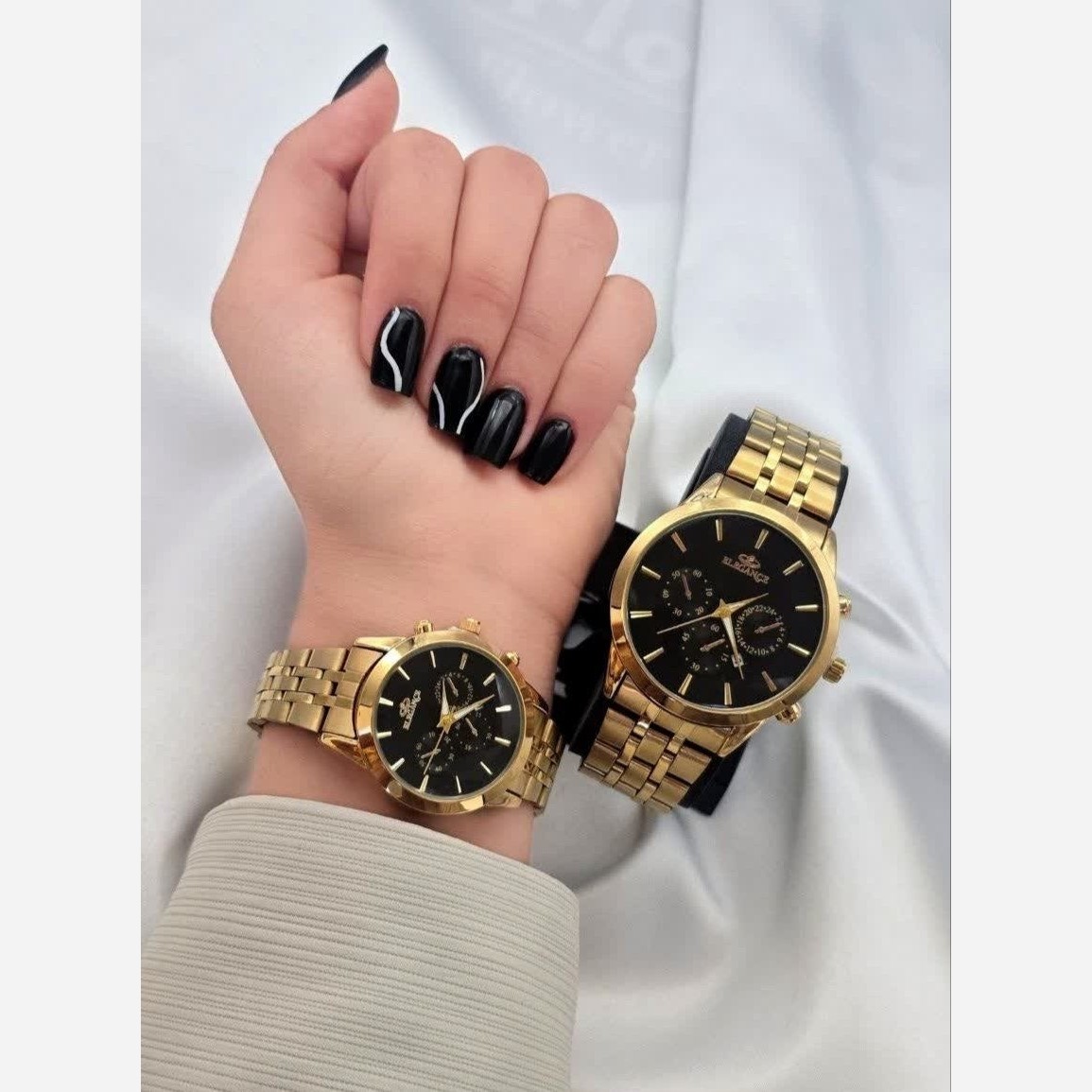 ست ساعت الگانس زنانه و مردانه کیفیت عالی تاریخ دار رنگ ثابت فروش به صورت تک و ست ۔ ساعت زنانه ۔ ساعت مردانه