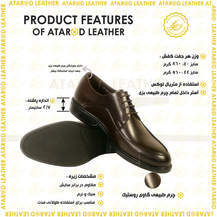 کفش مردانه چرم عطارد مدل چرم طبیعی کد SH246