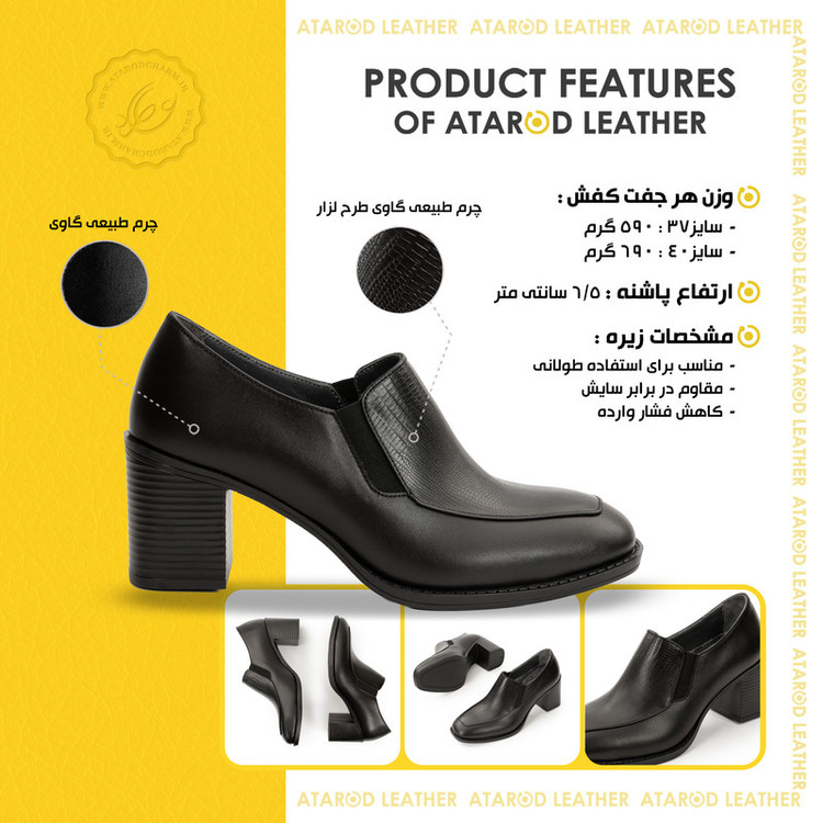 کفش پاشنهدار زنانه چرم عطارد مدل SH395