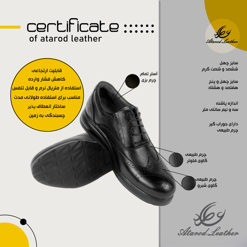 کفش طبی مردانه چرم عطارد مدل چرم طبیعی کد SH188