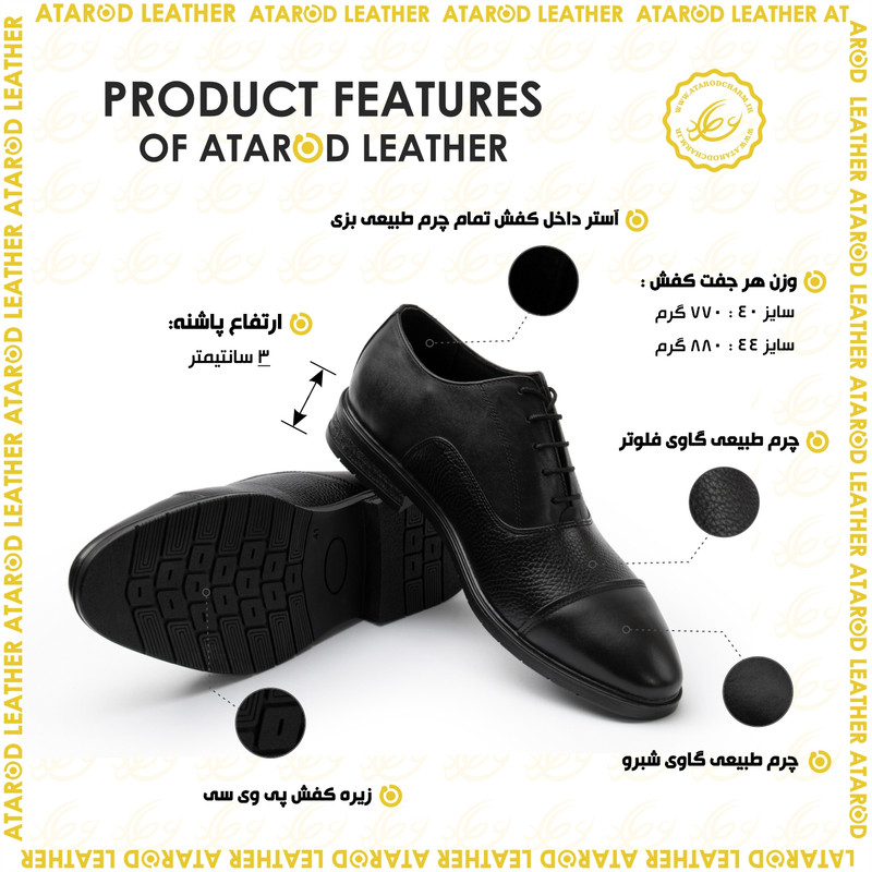 کفش رسمی مردانه چرم عطارد مدل چرم طبیعی کد SH354