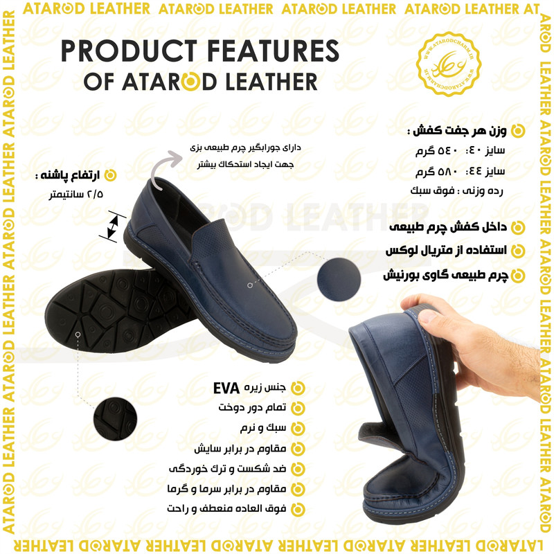 کفش کالج مردانه چرم عطارد مدل چرم طبیعی کد SH310