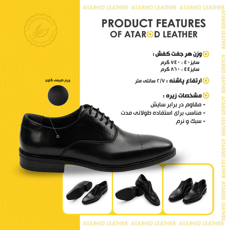 کفش رسمی مردانه چرم عطارد مدل چرم طبیعی کد SH364