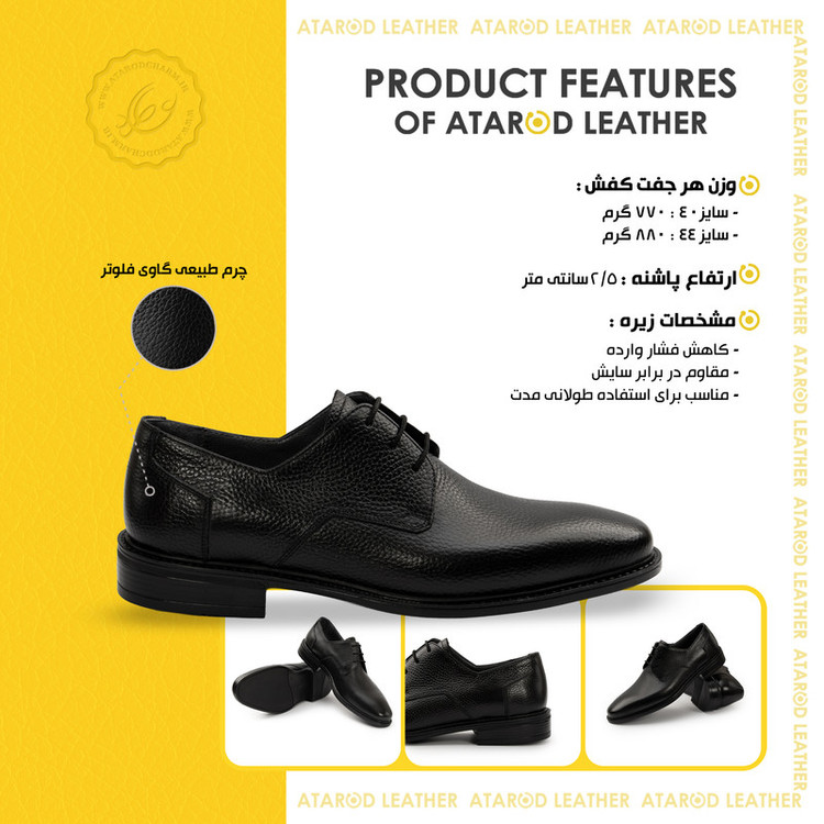 کفش رسمی مردانه چرم عطارد مدل چرم طبیعی کد SH374
