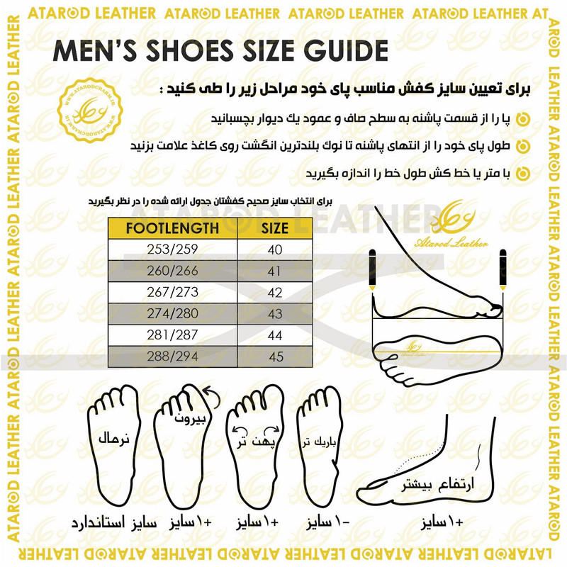 کفش مردانه چرم عطارد مدل چرم طبیعی کد SH301