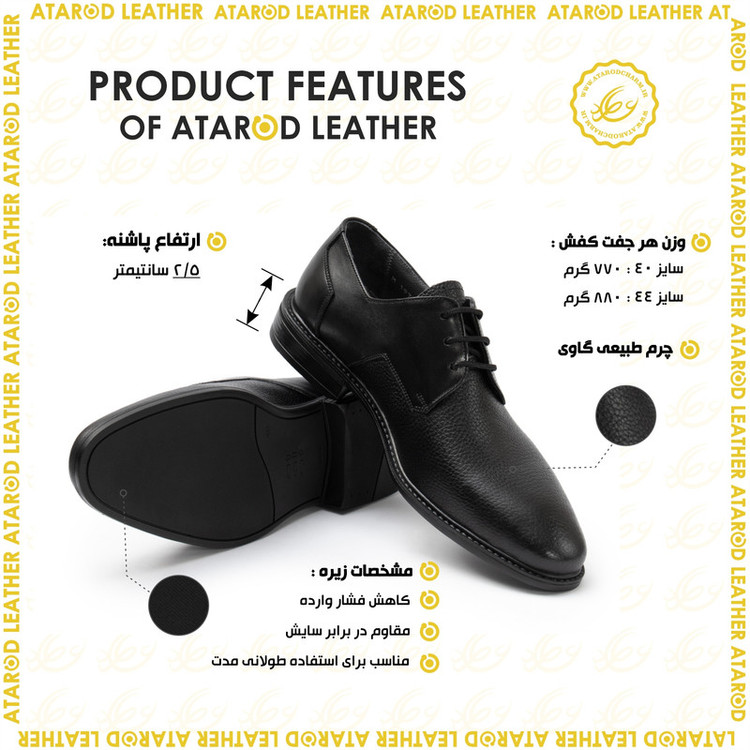 کفش رسمی مردانه چرم عطارد مدل چرم طبیعی کد SH350