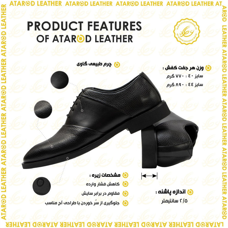 کفش رسمی مردانه چرم عطارد مدل چرم طبیعی کد SH328