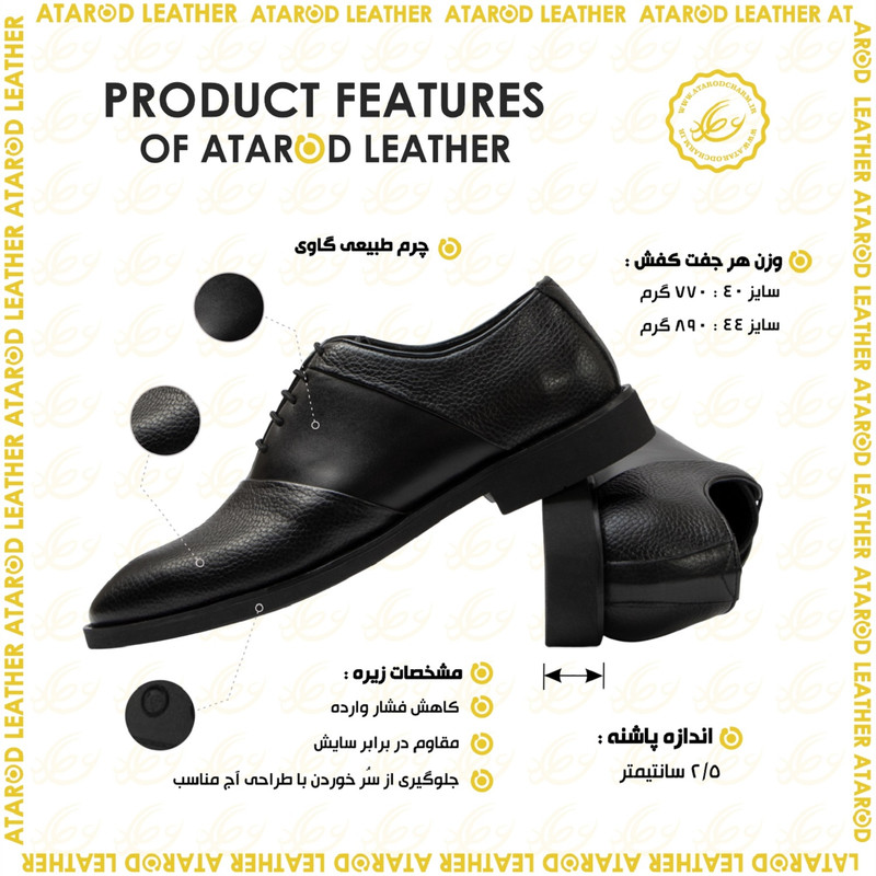 کفش رسمی مردانه چرم عطارد مدل چرم طبیعی کد SH328
