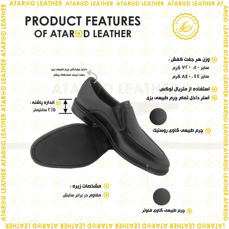 کفش مردانه چرم عطارد مدل چرم طبیعی کد SH274