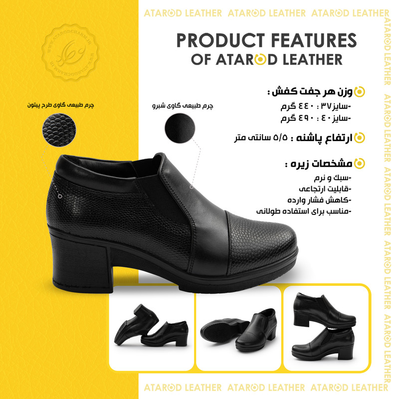 کفش پاشنهدار زنانه چرم عطارد مدل چرم طبیعی کد SH370