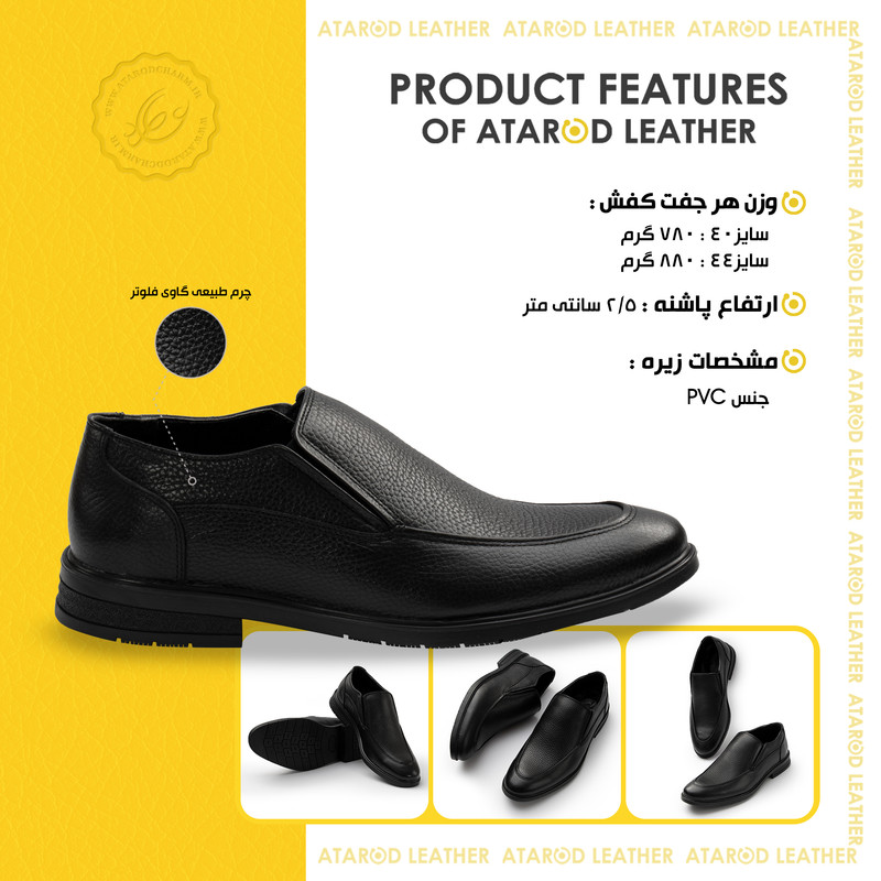 کفش رسمی مردانه چرم عطارد مدل چرم طبیعی کد SH357
