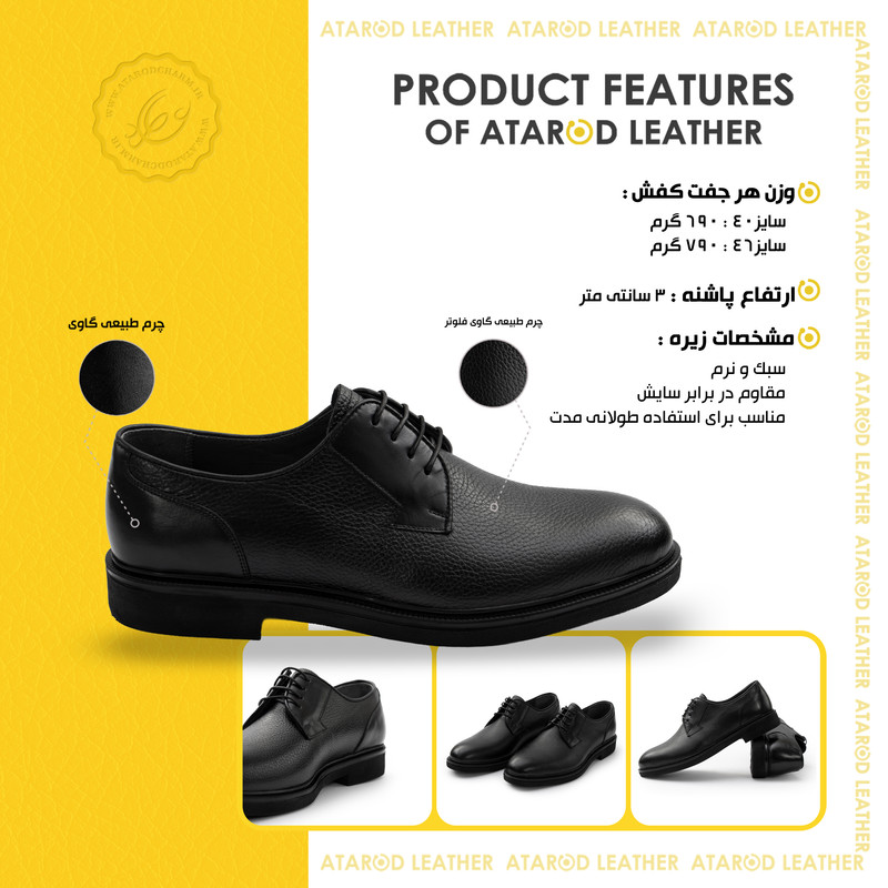 کفش رسمی مردانه چرم عطارد مدل چرم طبیعی کد SH351