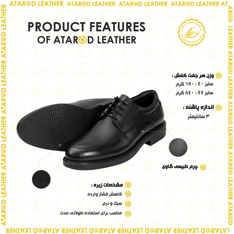 کفش رسمی مردانه چرم عطارد مدل چرم طبیعی کد SH327