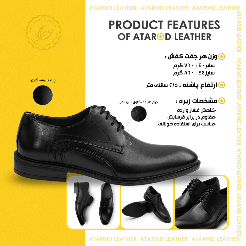 کفش رسمی مردانه چرم عطارد مدل چرم طبیعی کد SH359