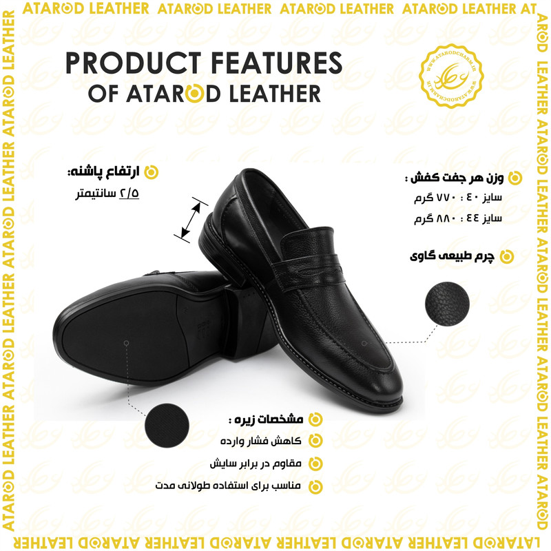 کفش رسمی مردانه چرم عطارد مدل چرم طبیعی کد SH348