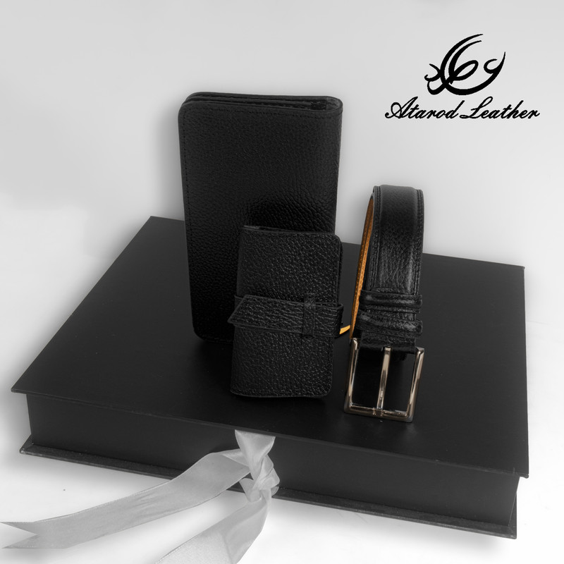 ست هدیه مردانه چرم عطارد مدل چرم طبیعی کد A39