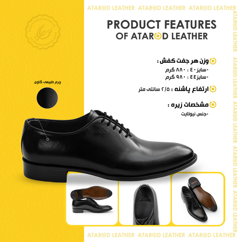 کفش رسمی مردانه چرم عطارد مدل چرم طبیعی کد SH369