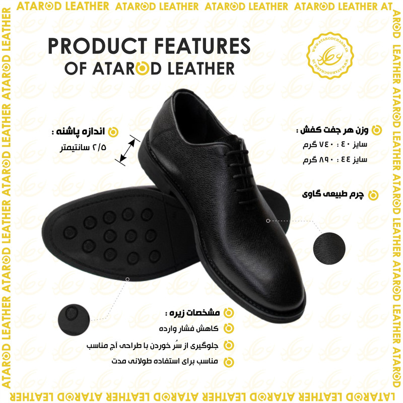 کفش رسمی مردانه چرم عطارد مدل چرم طبیعی کد SH326