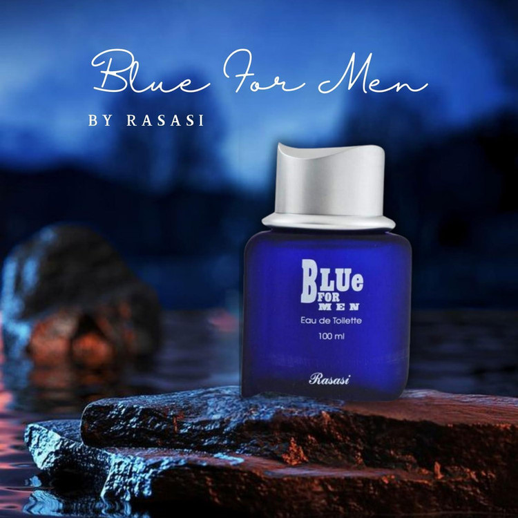 ادو تویلت مردانه رساسی مدل Blue for men با رایحه خنک و تند حجم 100 میلی لیتر