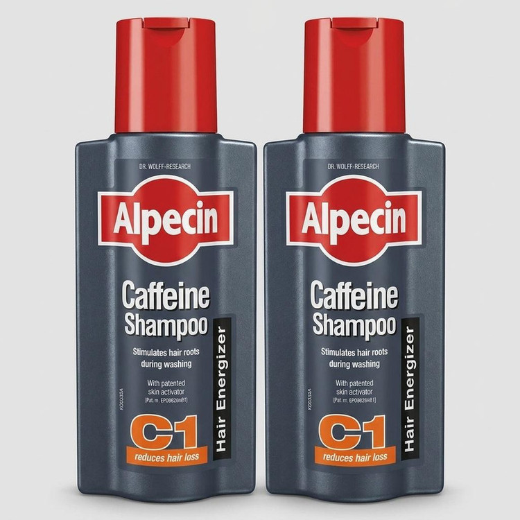 شامپو مو آلپسین مدل Caffeine C1 ضد ریزش، حاوی کراتین و کمپلکس کافئین و نعناع، تقویتکننده ریشه مو، افزایش ضخامت و حجمدهنده، مناسب انواع مو، مخصوص آقایان، حجم 250 میلیلیتر مجموعه 2 عددی
