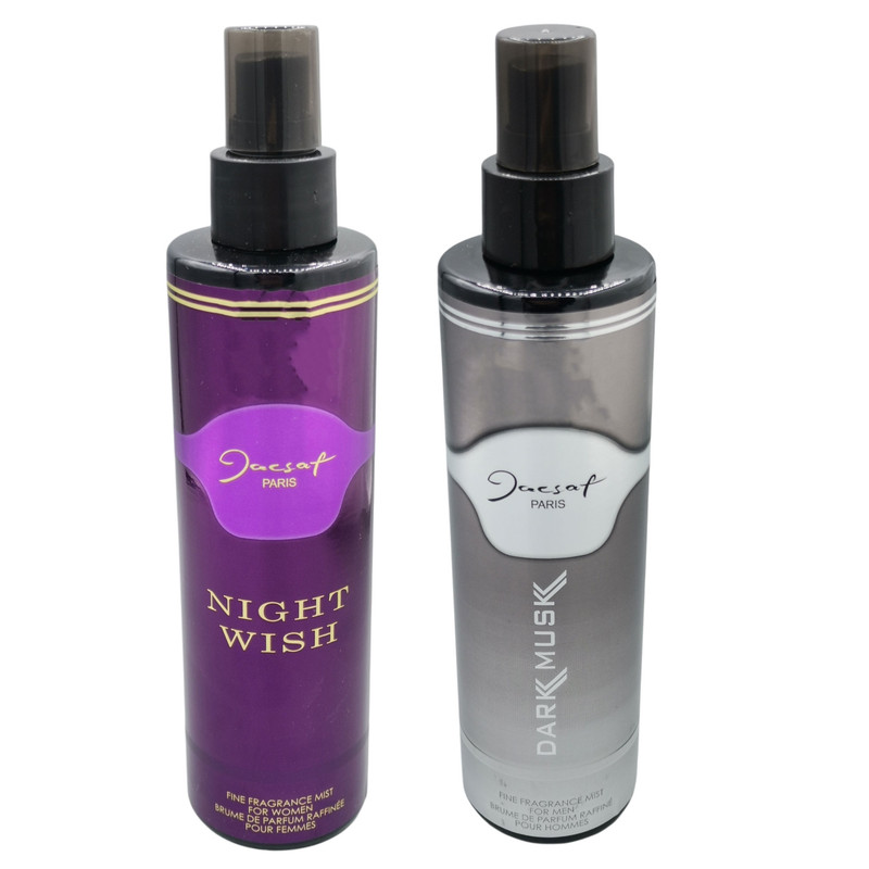 بادی اسپلش مردانه ژک ساف مدل Dark musk حجم 200 میلی لیتر به همراه بادی اسپلش زنانه ژک ساف مدل Night wish حجم 200 میلی لیتر