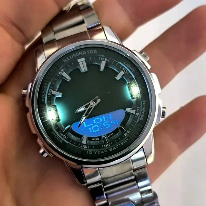 ساعت مچی عقربهای کوارتز مردانه مدل پمپی دوزمانه کد 02
