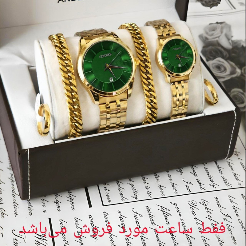 ست ساعت مچی عقربهای زنانه و مردانه مدل کوارتز خطی کد 07