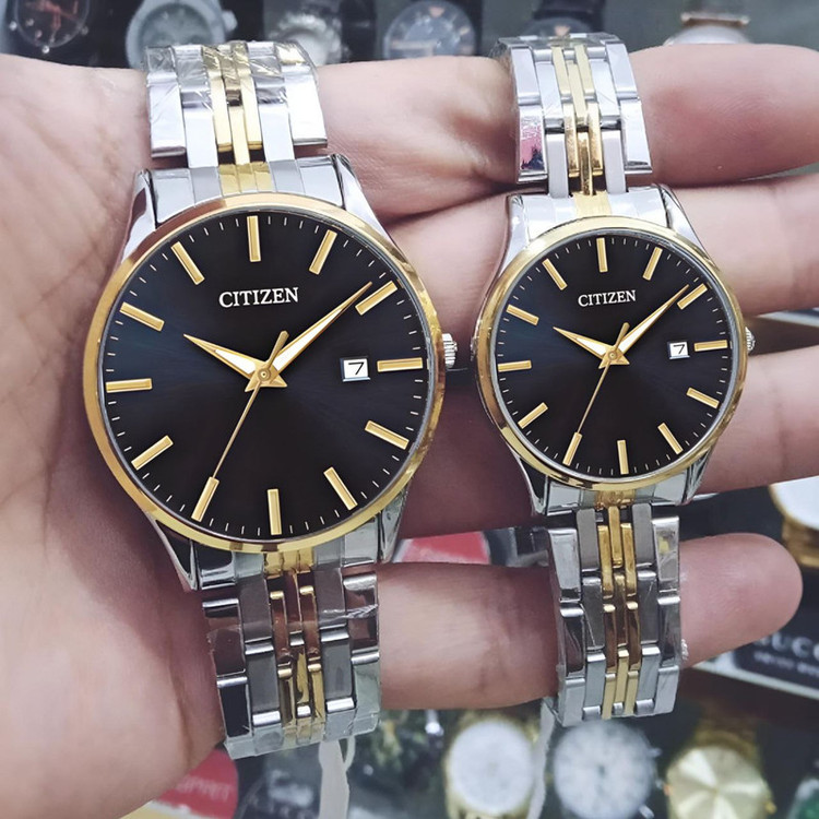 ست ساعت مچی عقربه ای زنانه و مردانه مدل خطی کد 05