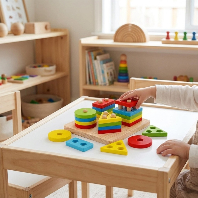 بازی آموزشی مونته سوری طرح اشکال هندسی