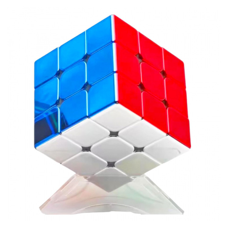 مکعب روبیک فکری 3×3 شنگشو مدل متالیک با پایه و دفترچه راهنما، مناسب آموزش و تقویت حافظه، درجه سختی متوسط، سبک و قابل حمل، بازی تک نفره آموزشی و مهارتی