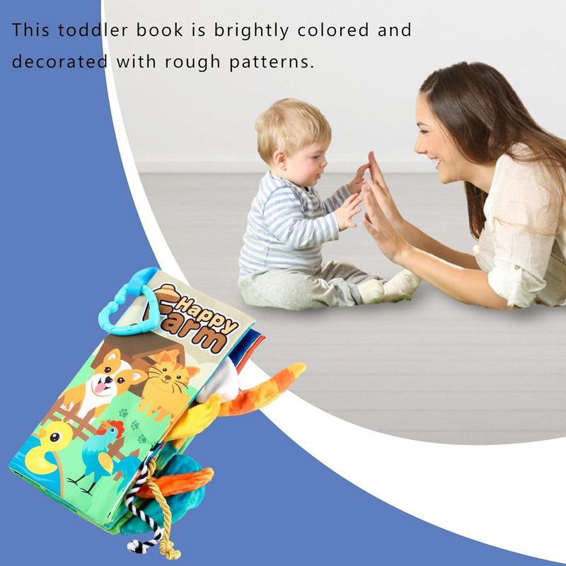 بازی آموزشی سمید مدل کتاب پارچه ای دست ورزی دم دار طرح مزرعه حیوانات اهلی
