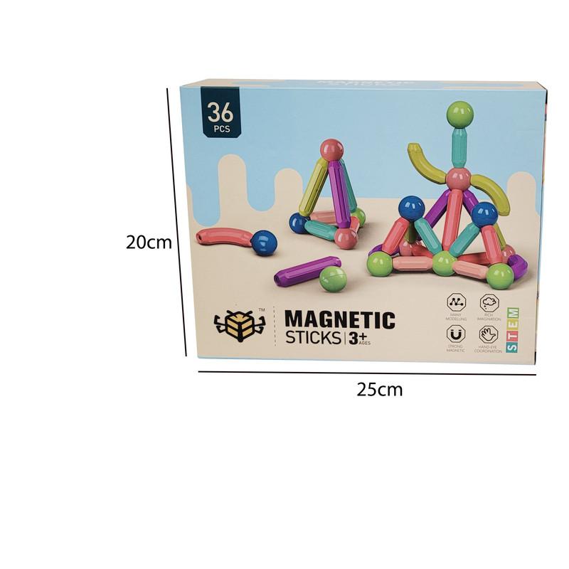 ساختنی مدل MAKNETIC STICKS کد 909 مجموعه 36 عددی