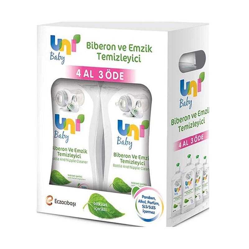 شوینده شیشه شیر کودک یونی مدل U2008429.4 حجم 500 میلی لیتر بسته 4 عددی