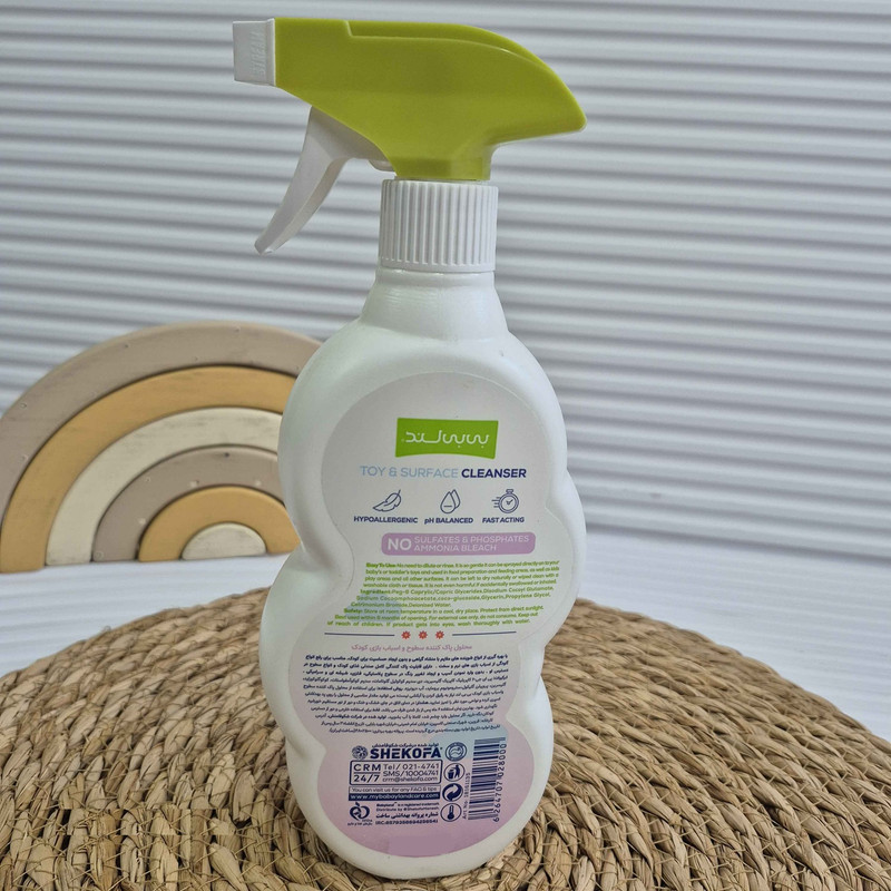 محلول پاک کننده سطوح و اسباب بازی کودک بیبی لند مدل toys & surface cleanser حجم 500 میلی لیتر