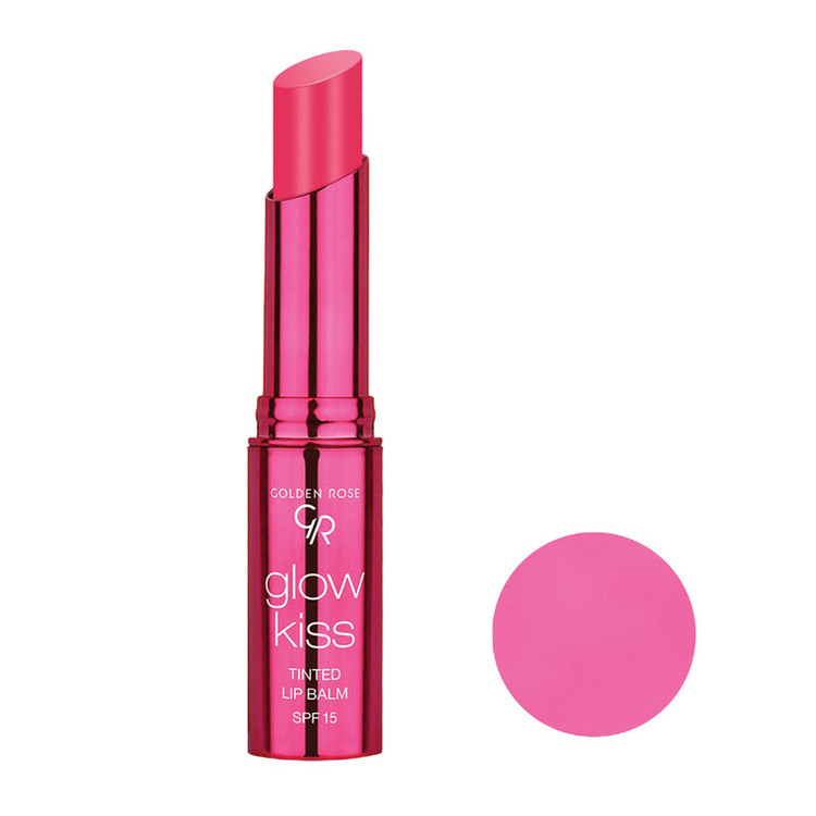 بالم لب ماتیکی گلدن رز مدل TINTED شماره 03 بافت نرم و سبک، محافظت SPF 15، حاوی ویتامین E و هیالورونیک اسید، مرطوبکننده و ضد خشکی، ماندگاری بالا و نمای نهایی براق