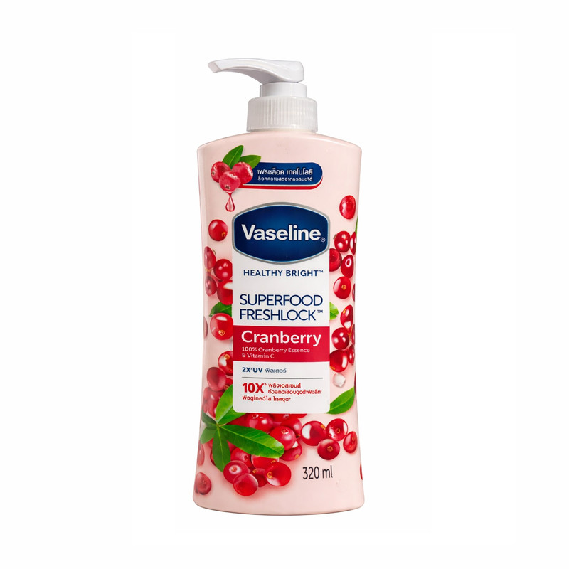 لوسیون بدن کرمی وازلین مدل Cranberry ضد خشکی، مناسب انواع پوست، حجم 320 میلی‌لیتر