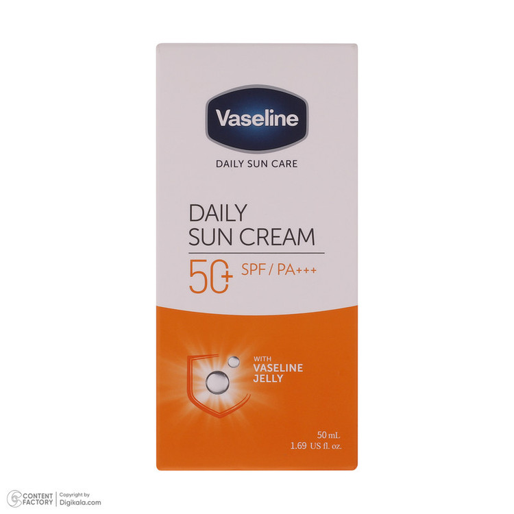 کرم ضدآفتاب بیرنگ وازلین +SPF50 مدل دیلی سان مناسب انواع پوست، حجم 50 میلیلیتر