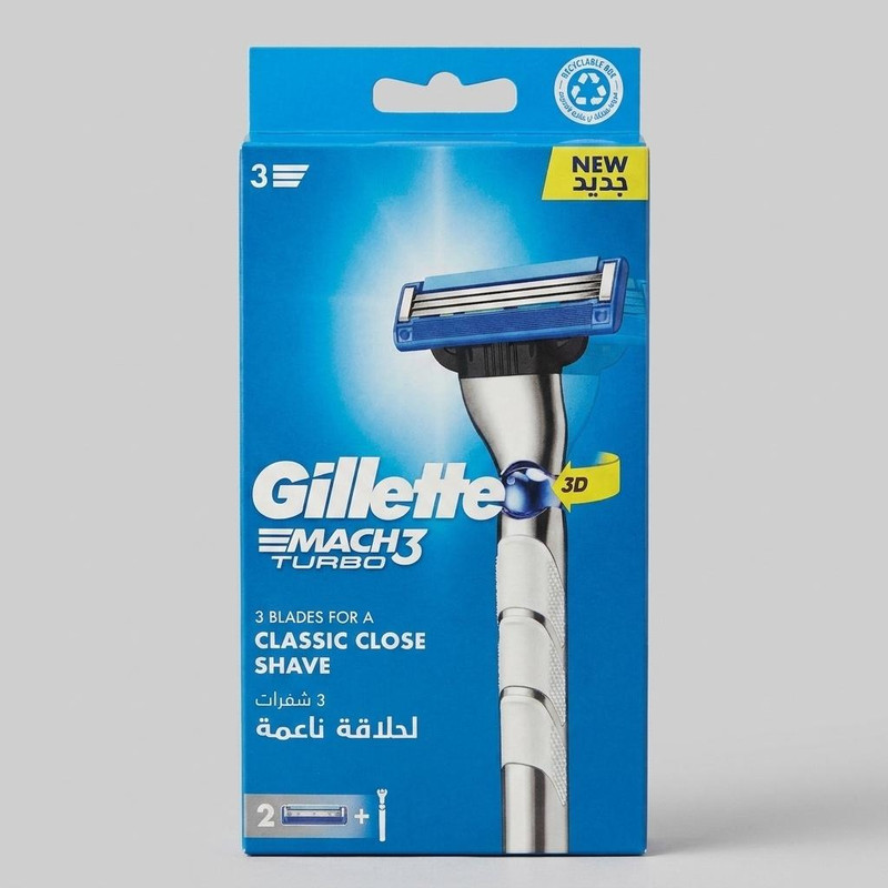 خود تراش ژیلت مدل Mach3 Turbo 3D به همراه تیغ یدک