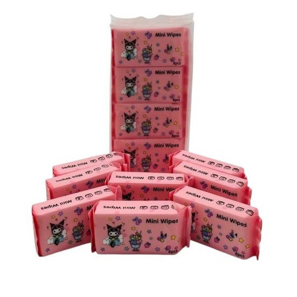 دستمال مرطوب کودک طرح کرومی مدل Mini Wipes مجموعه 8 عددی