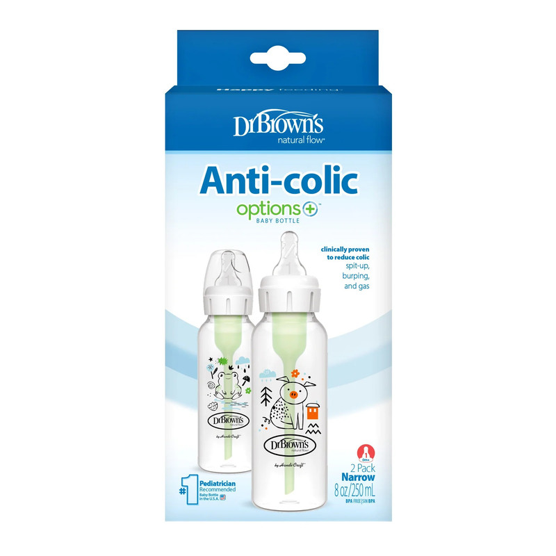 شیشه شیر دکتر براونز طرح خوک و قورباغه مدل SB82040 گنجایش 250 میلی لیتر بسته 2 عددی