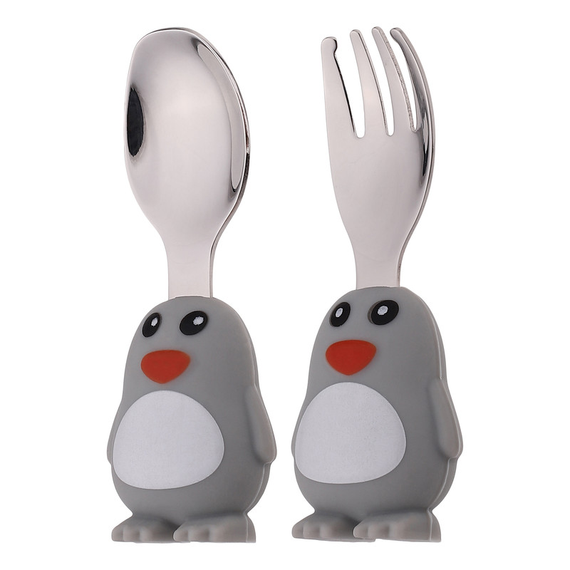 قاشق و چنگال کودک مدل Penguin بسته 2 عددی